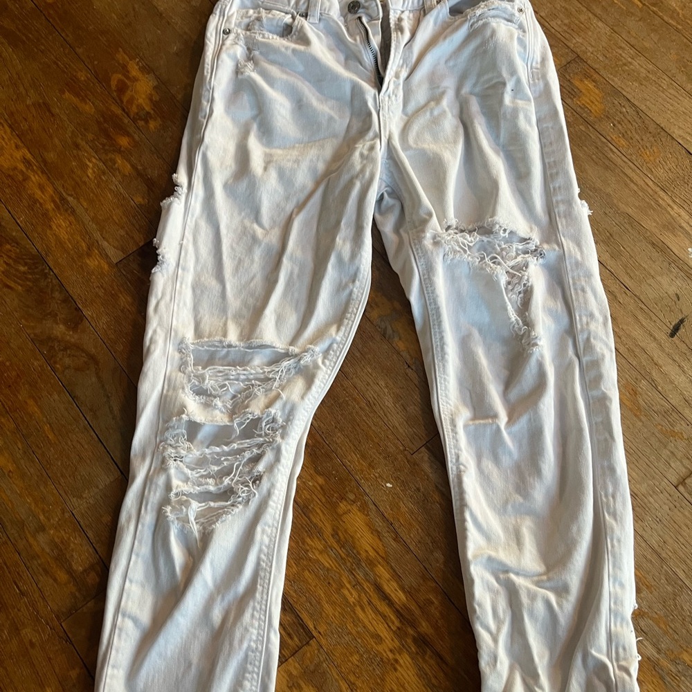 American Eagle Outfitters Men's Distressed Light Gray Skinny Jeans